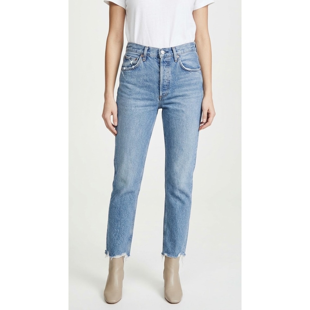 AGOLDE Riley High Rise Straight Crop Jeans Light Wash Denim A056-1371 Size 25